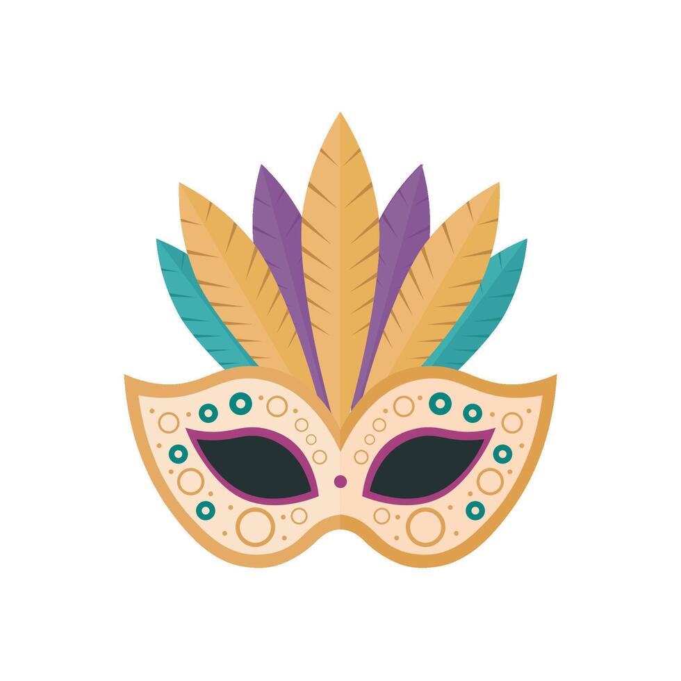 Colorful Carnival Mask with Decorative Feathers and Patterns vector