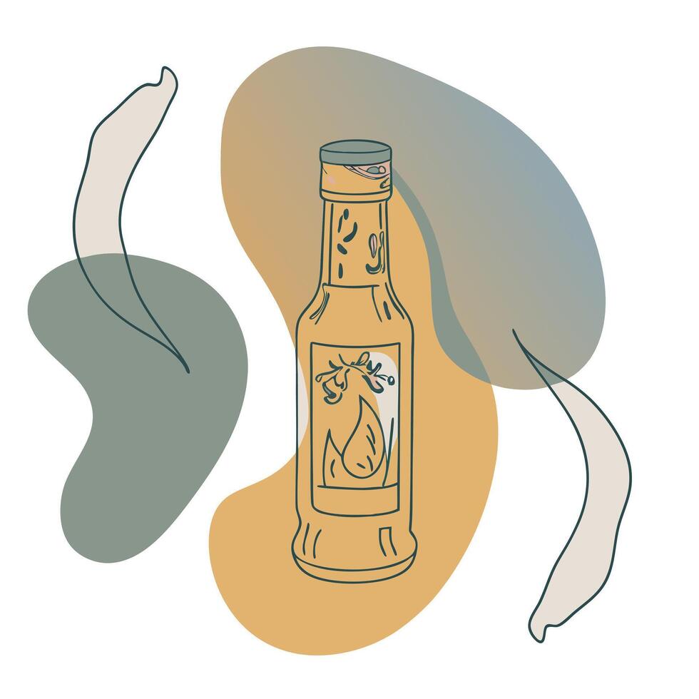 A bottle of hot sauce with a bird on it vector