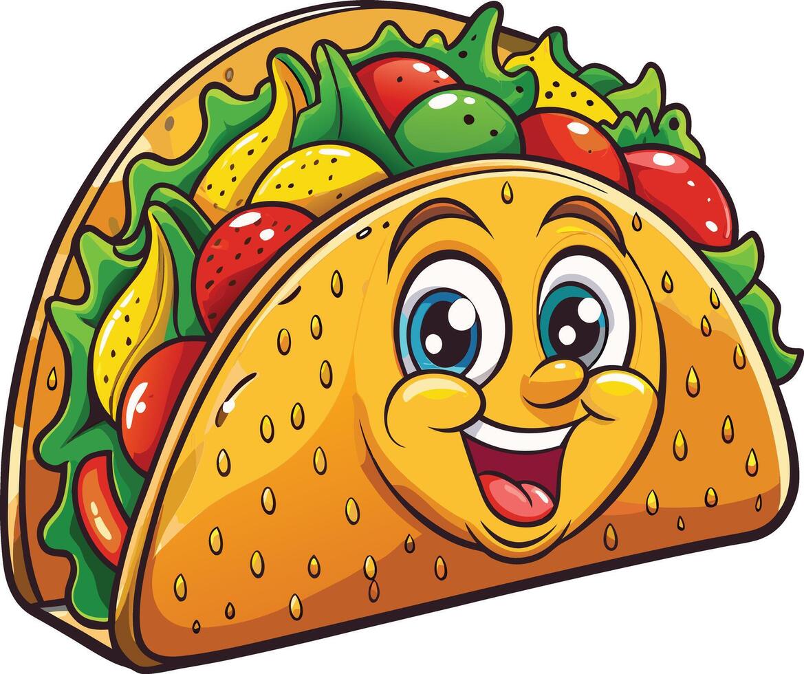 Cartoon taco with eyes and mouth vector