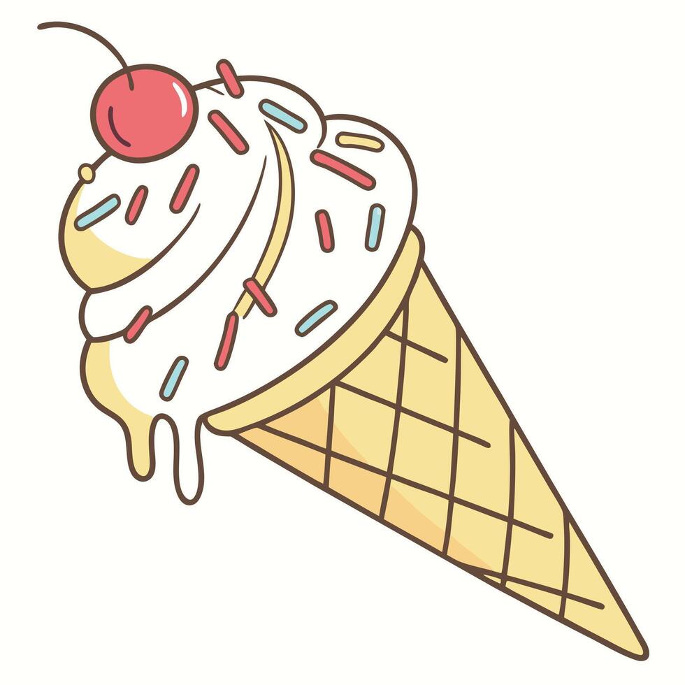 Ice cream cone with cherry on top vector