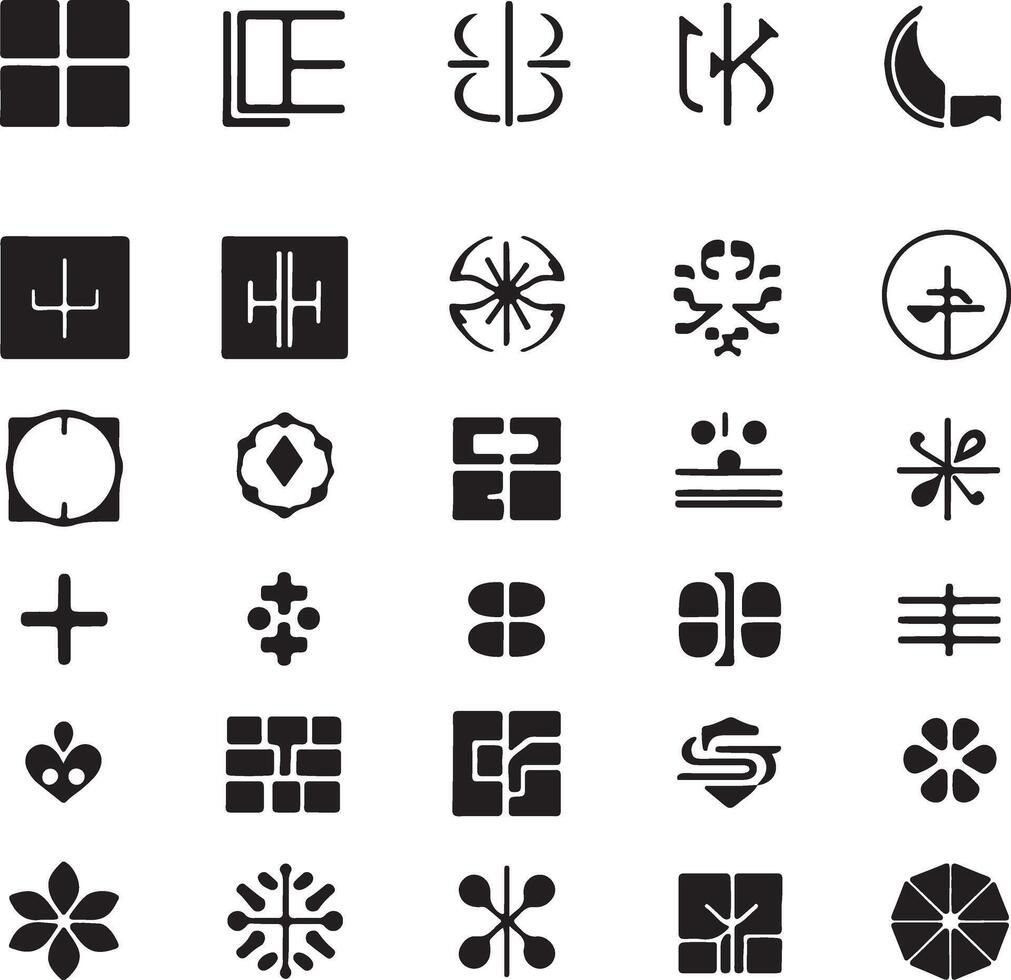 black and white symbol set vector