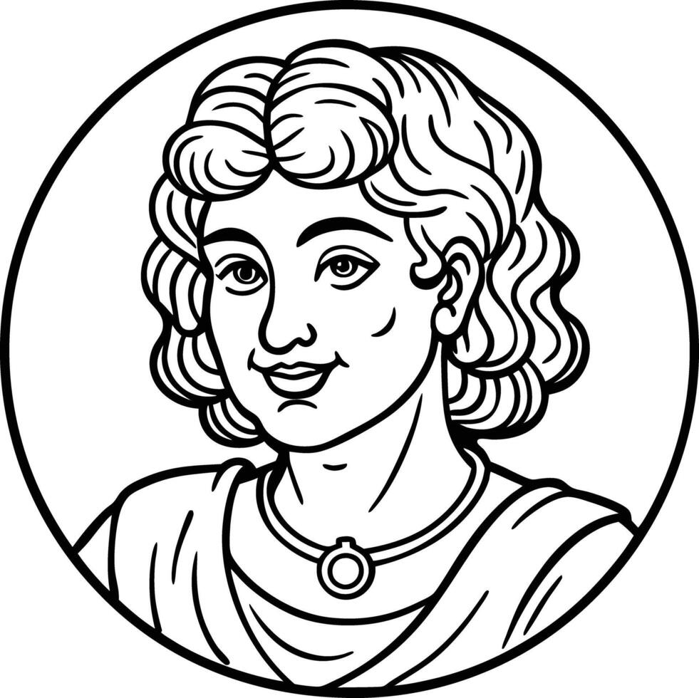 A woman in a circle with a necklace and a crown vector