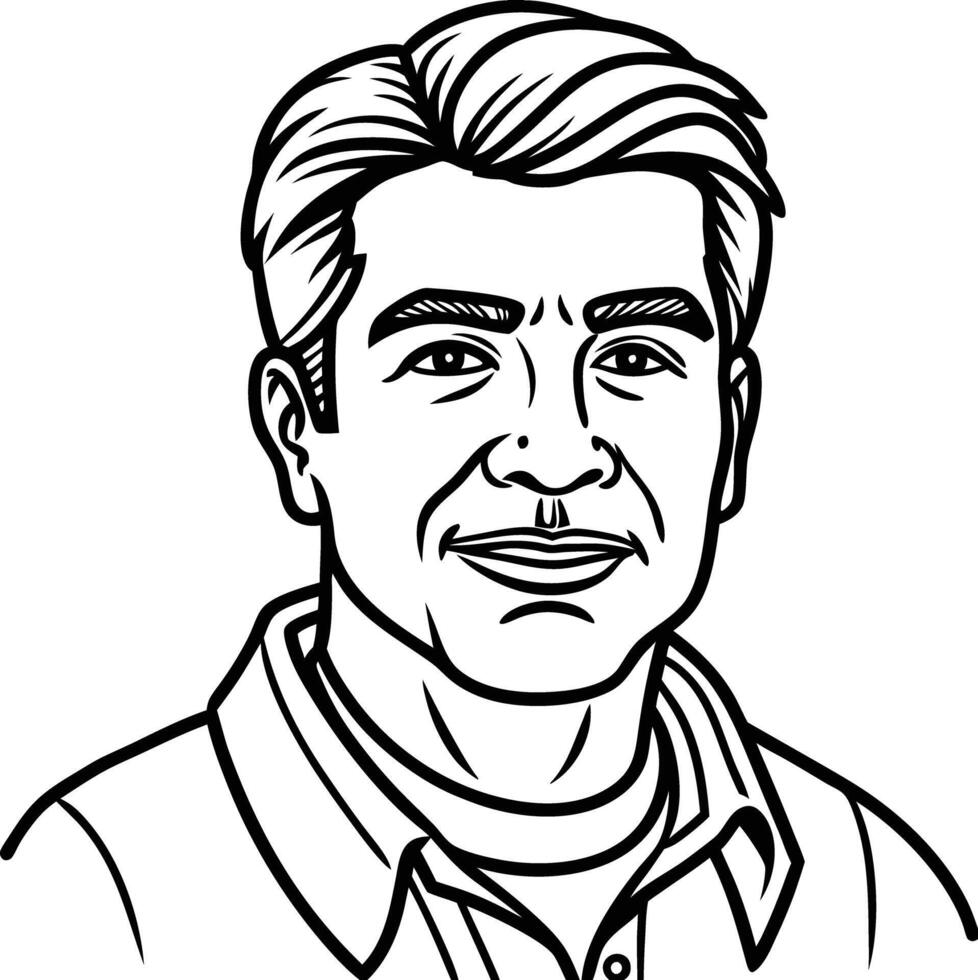A man with a mustache and a white shirt vector