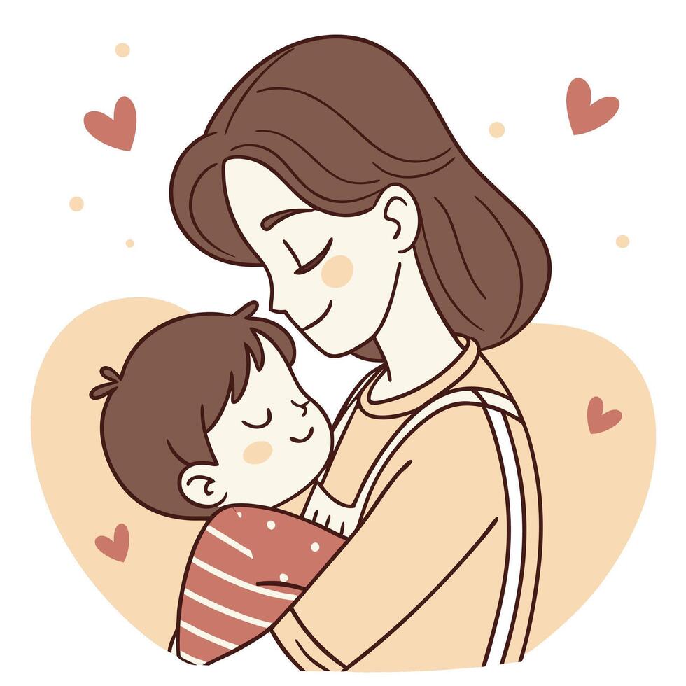 A mother holding her child in her arms vector
