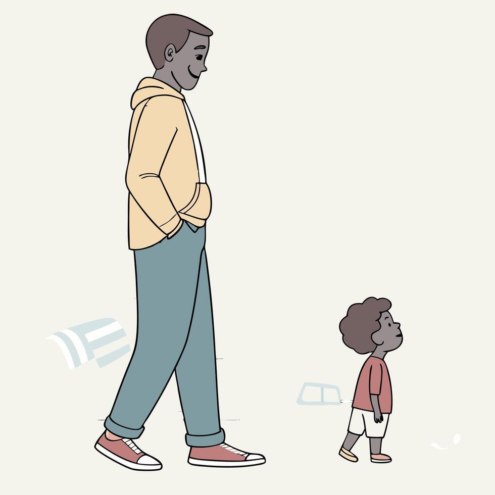 A man and a child walking together vector