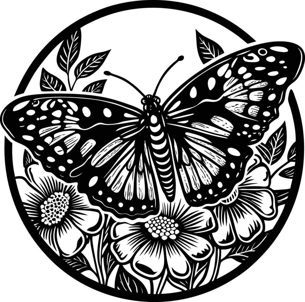 Butterfly on flower vector