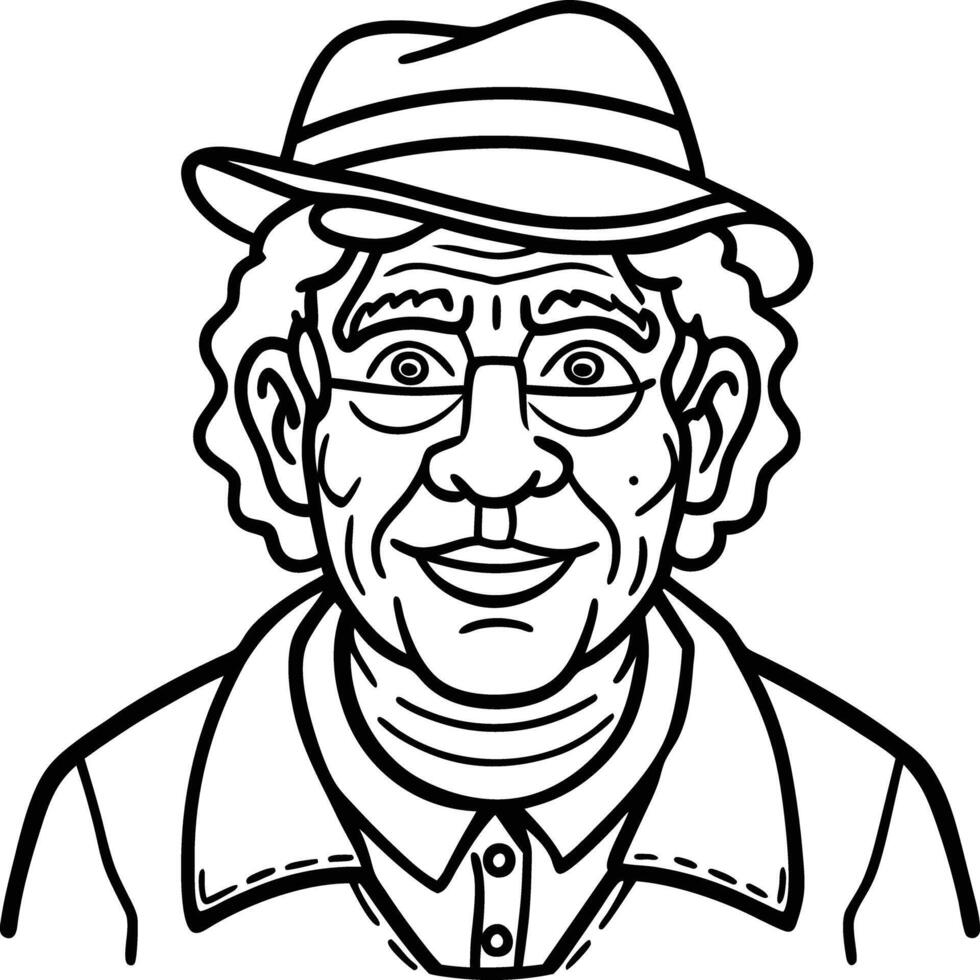 An old man with glasses and a hat vector