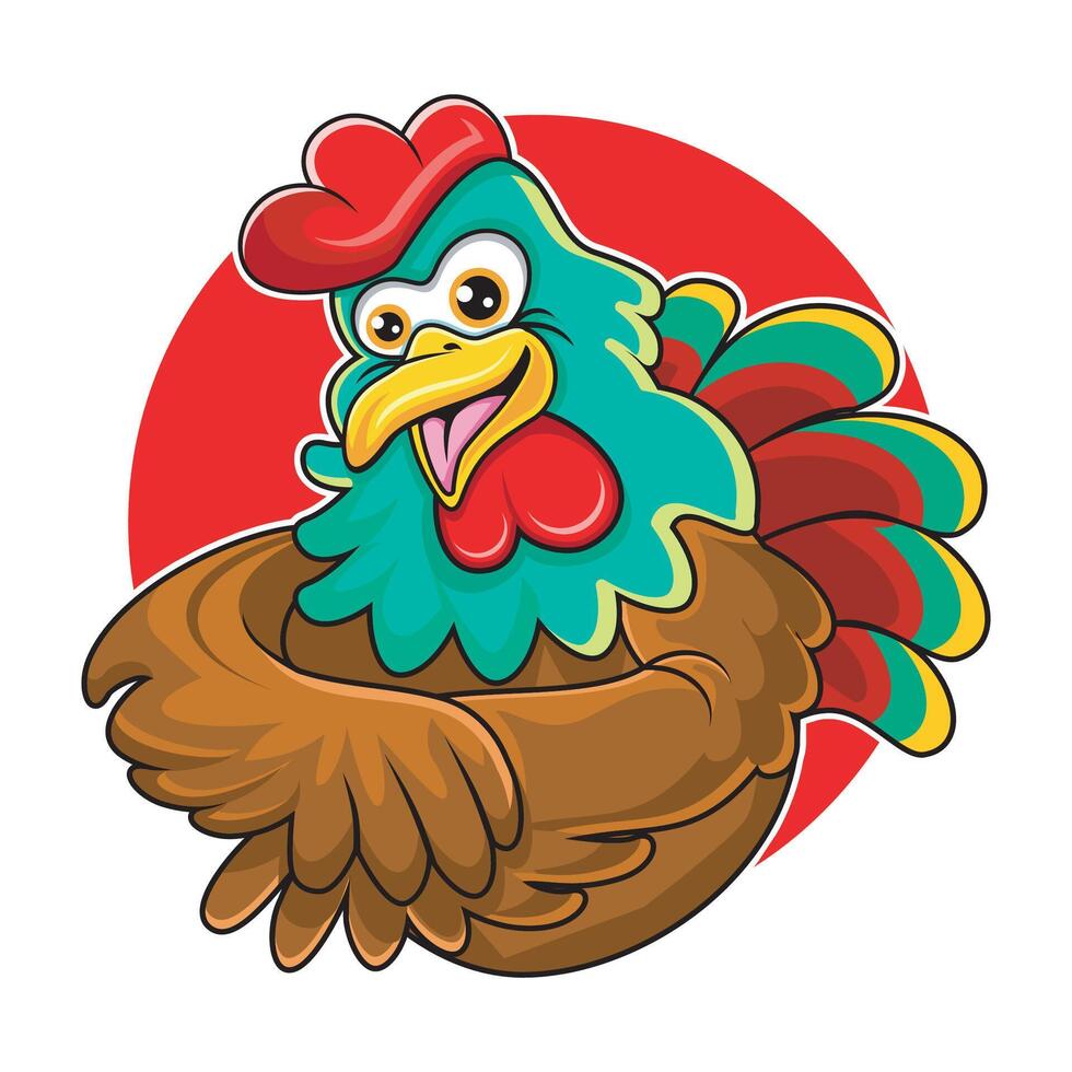 The chicken mascot is in style vector