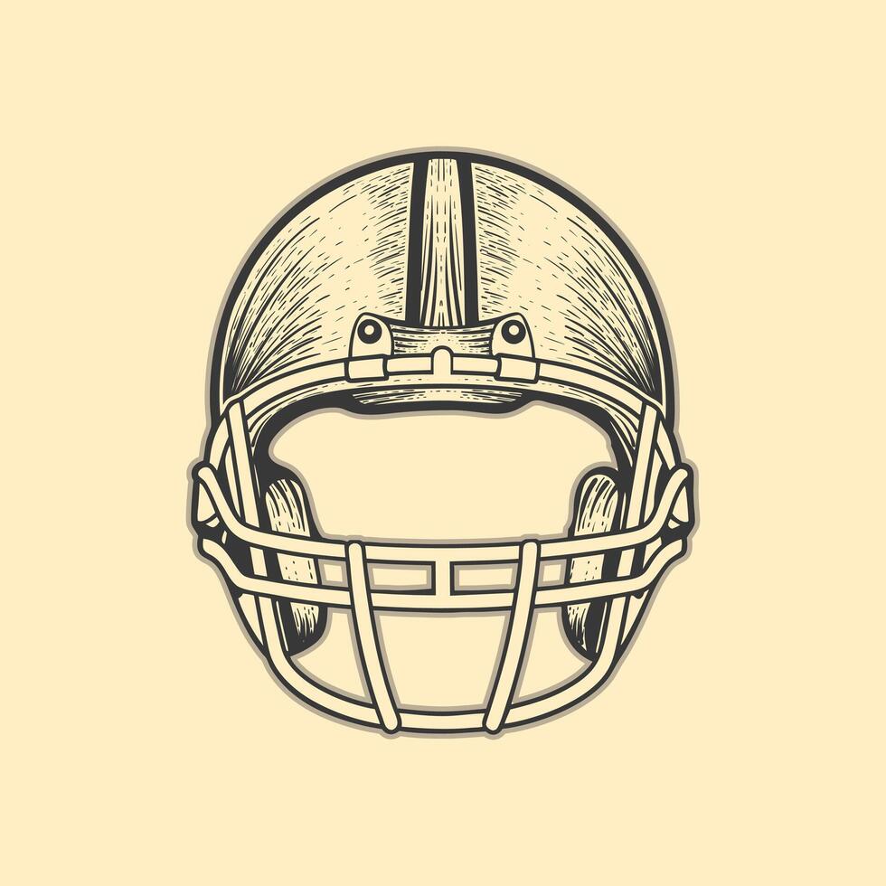 American Football Helmet front view vintage style vector