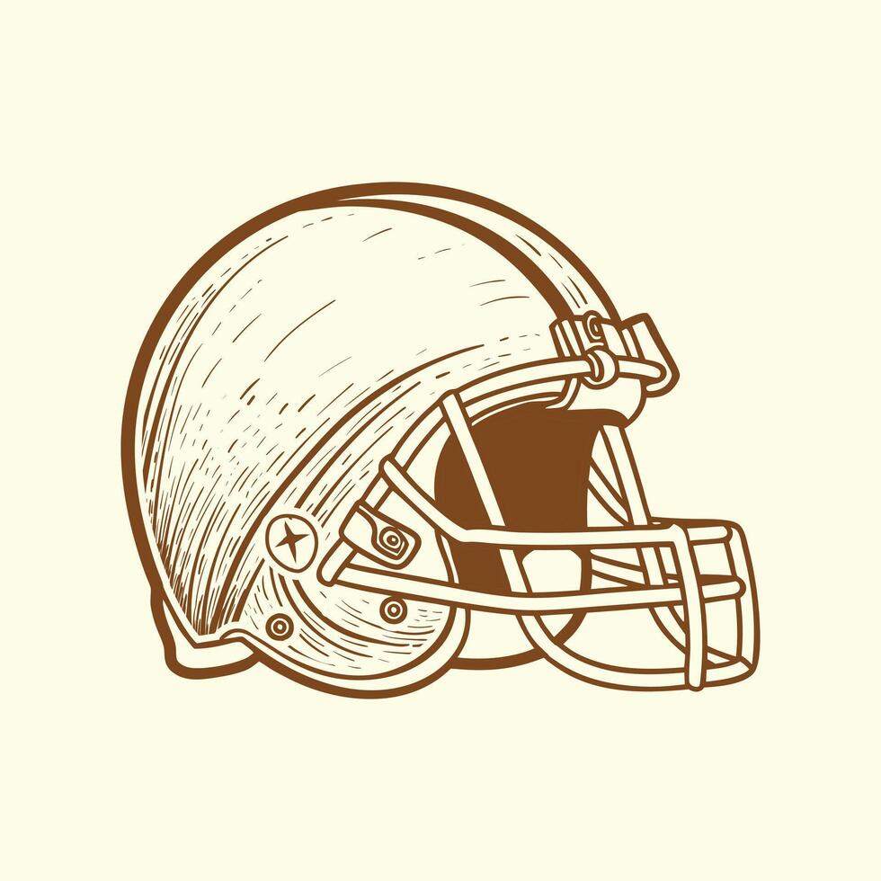 American Football Helmet Side view black and white design vector