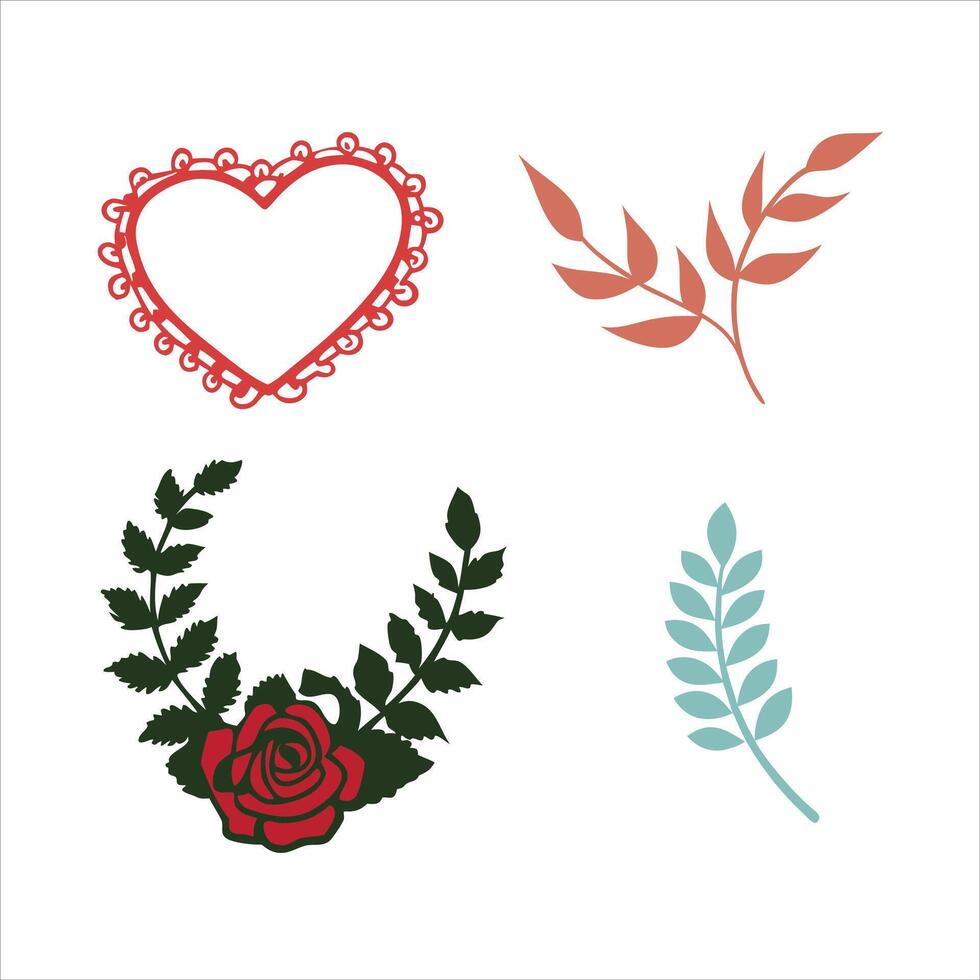 floral ornament wedding elements design set vector