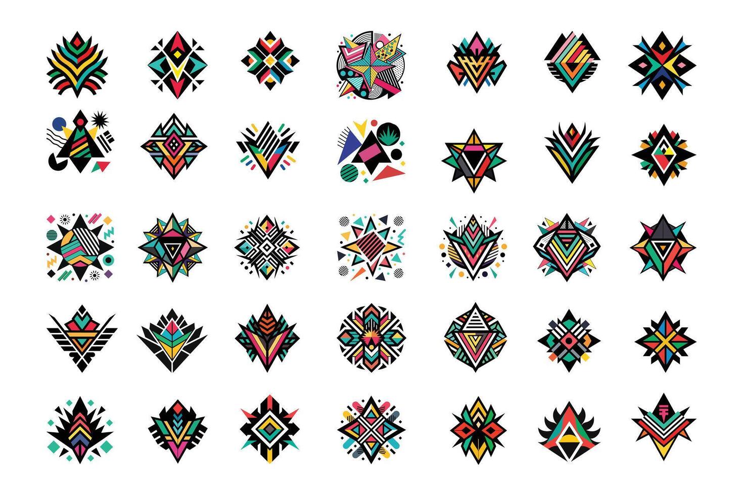 Abstract geometric strokes seamless pattern bundle. vector