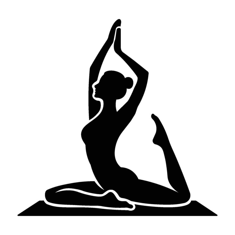 Simple Silhouette of a Woman Doing a Yoga Pose vector