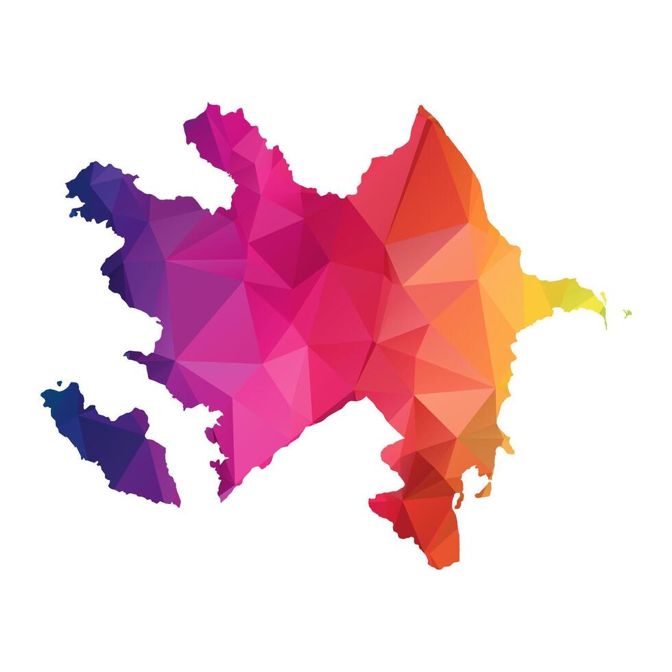 Abstract Polygon Map - Low Poly Color Rainbow Azerbaijan map of isolated. vector