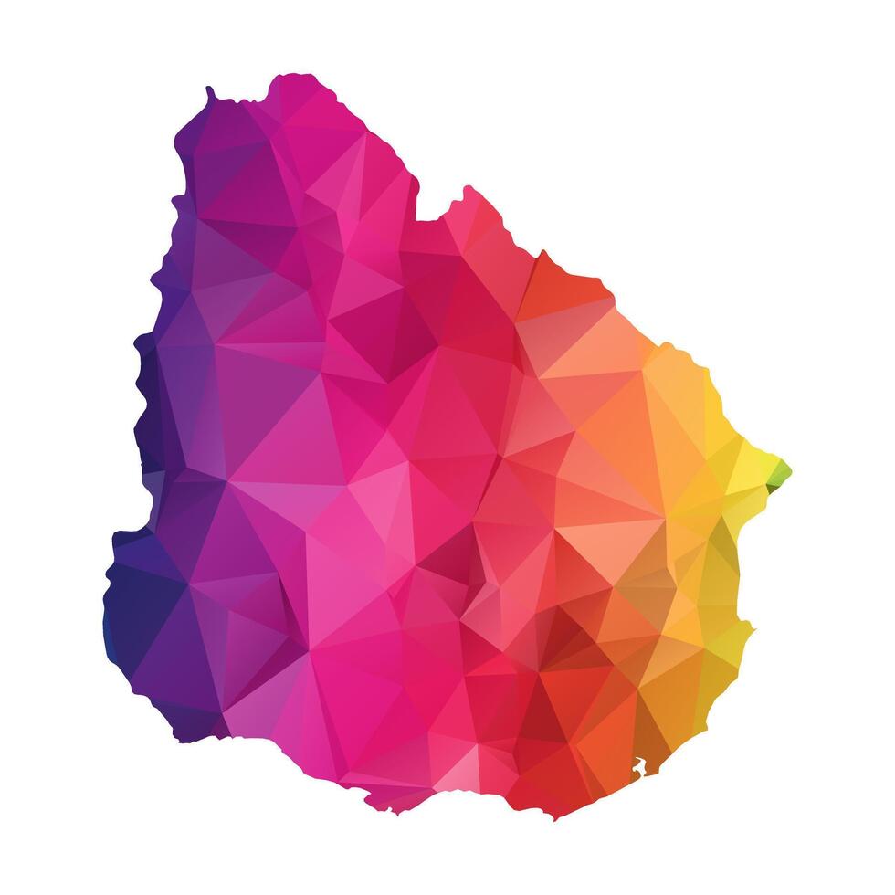 Abstract Polygon Map - Low Poly Color Rainbow Uruguay map of isolated. vector