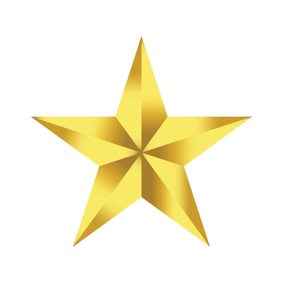 Realistic Golden Color 3D star isolated. vector