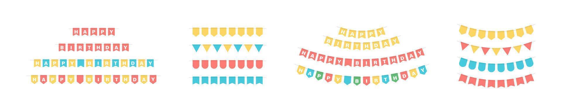Bunting flags banner. Birthday party and carnival garland decoration. Flags bunting garland illustration. Festive decorations. party flags vector