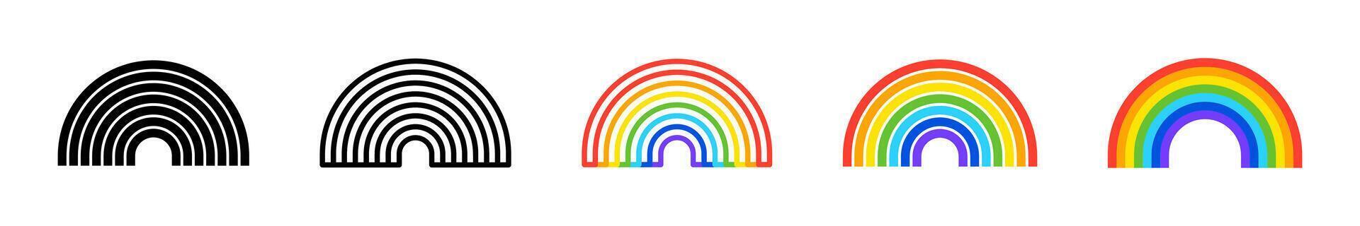Rainbow icon set. Rainbow illustration. Rainbow in flat style. Rainbow icon set. Rainbow shapes vector
