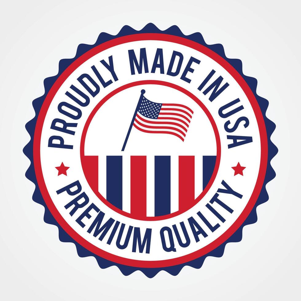 Premium Quality Made in USA Guarantee Badge with US Flagged Theme vector