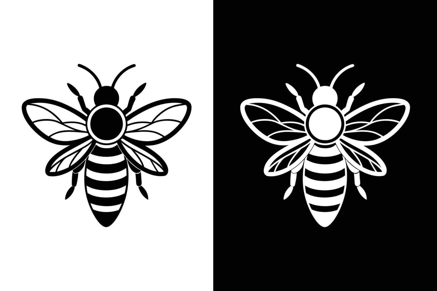 Bee black icon silhouette illustration. Honey bee icon vector