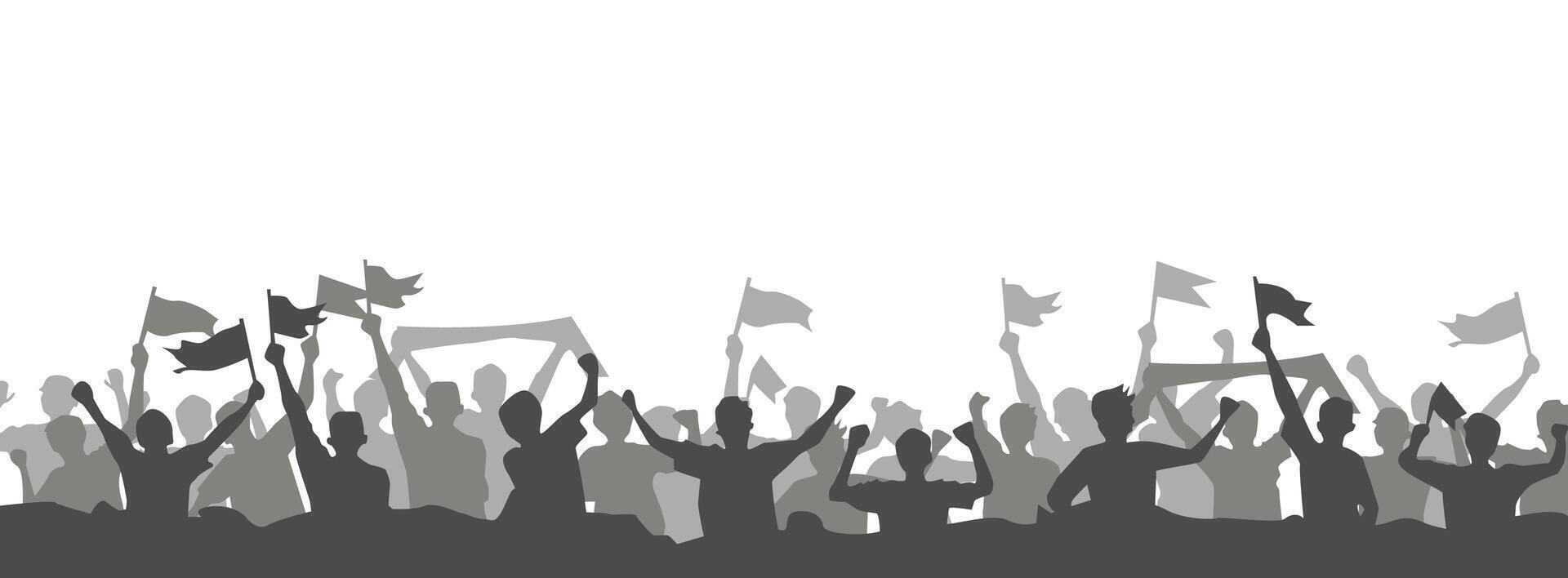 A crowd of people holding flags and cheering vector