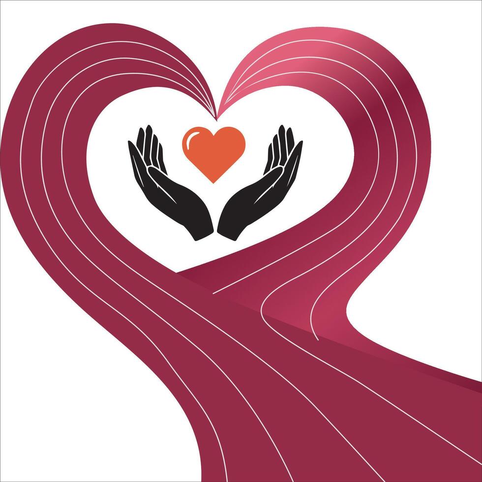 Heart and Hands Together Icon vector