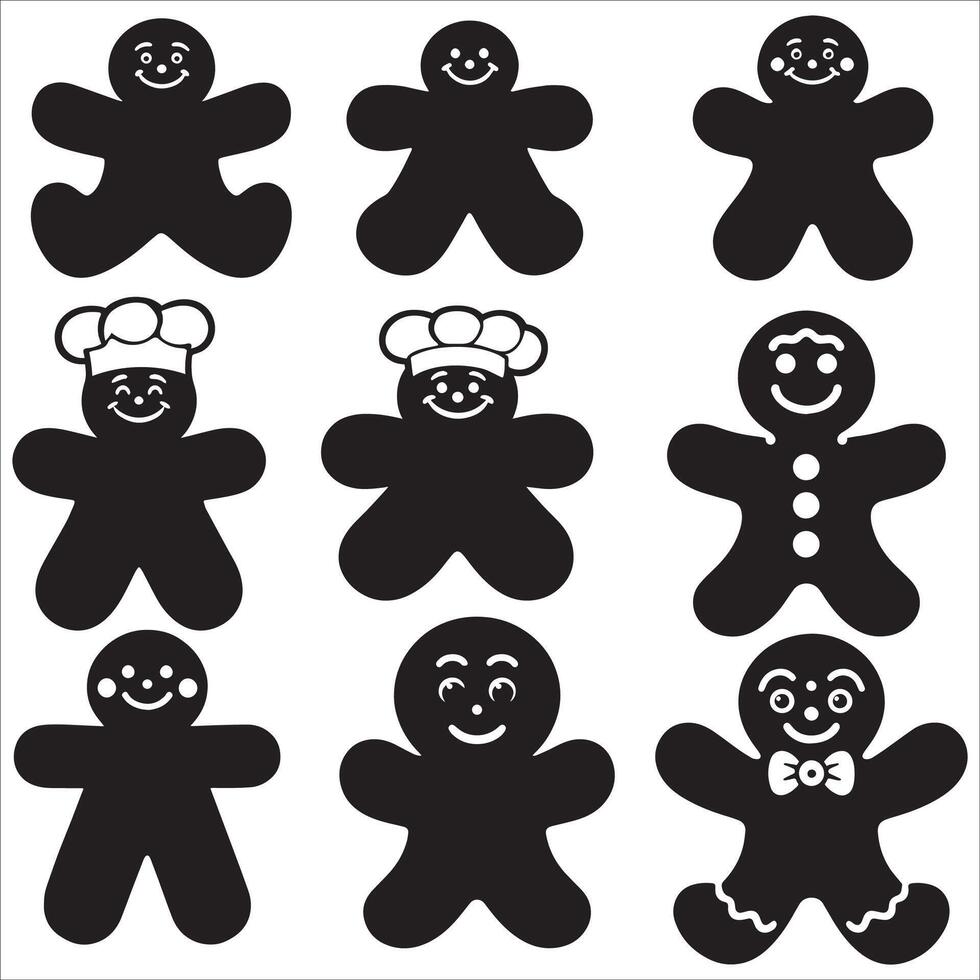 set of gingerbread man icon, silhouette vector