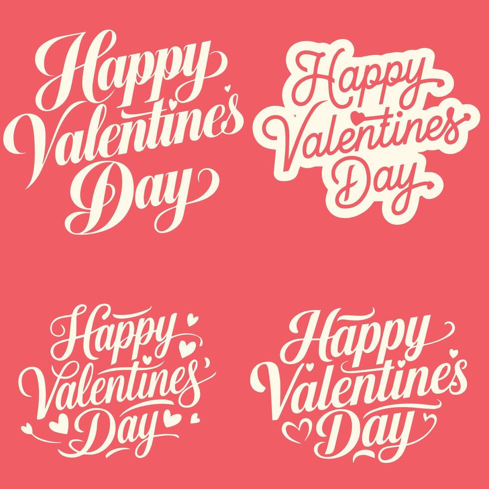 typography happy valentines day set vector