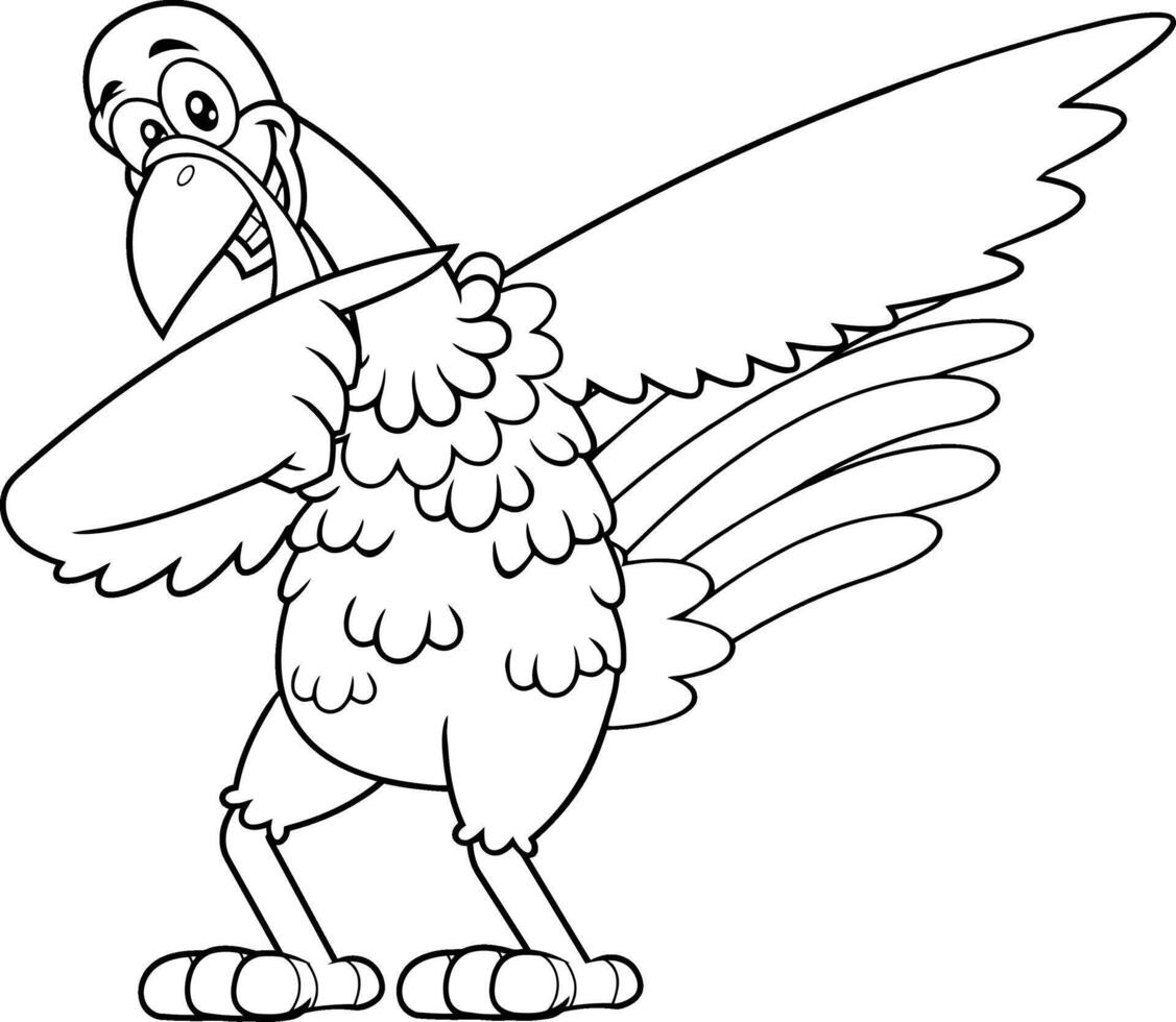 Outlined Turkey Bird Character Dabbing vector