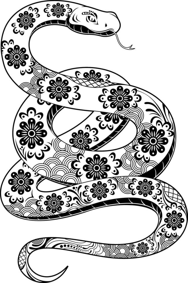 Outlined Chinese New Year 2025 Year Of The Snake Zodiac vector
