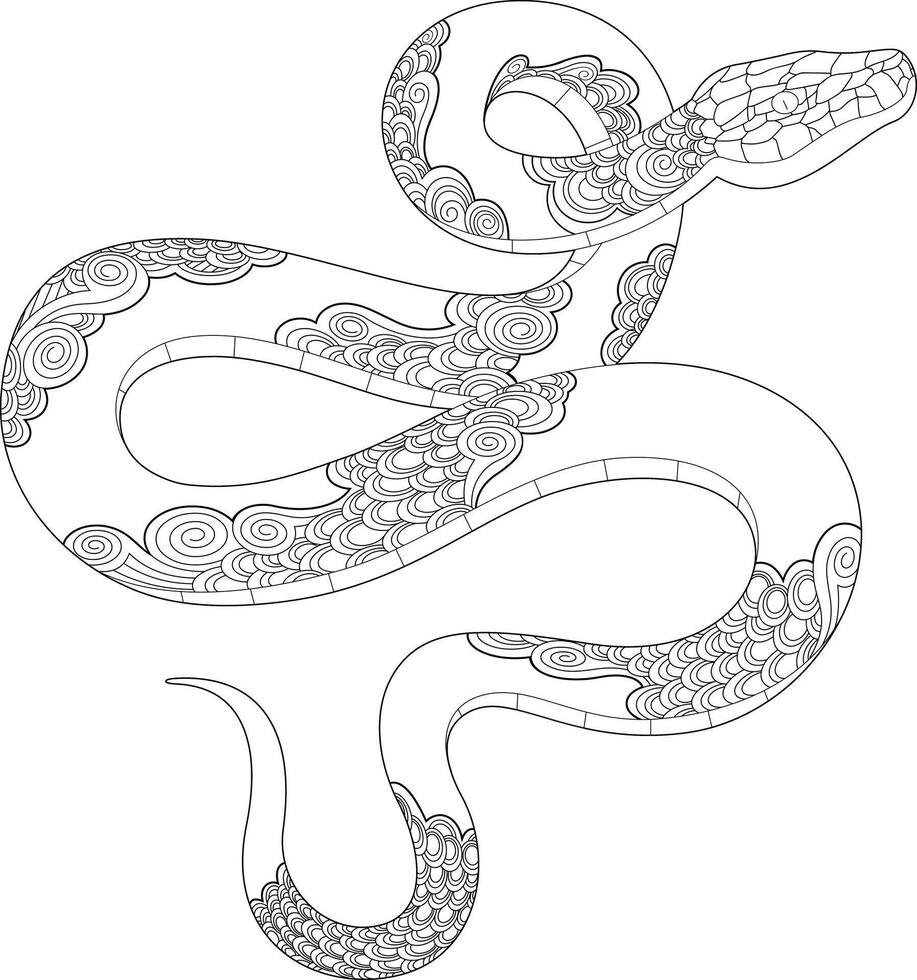 Year Of The Snake 2025 Black And White Decorative Snake vector