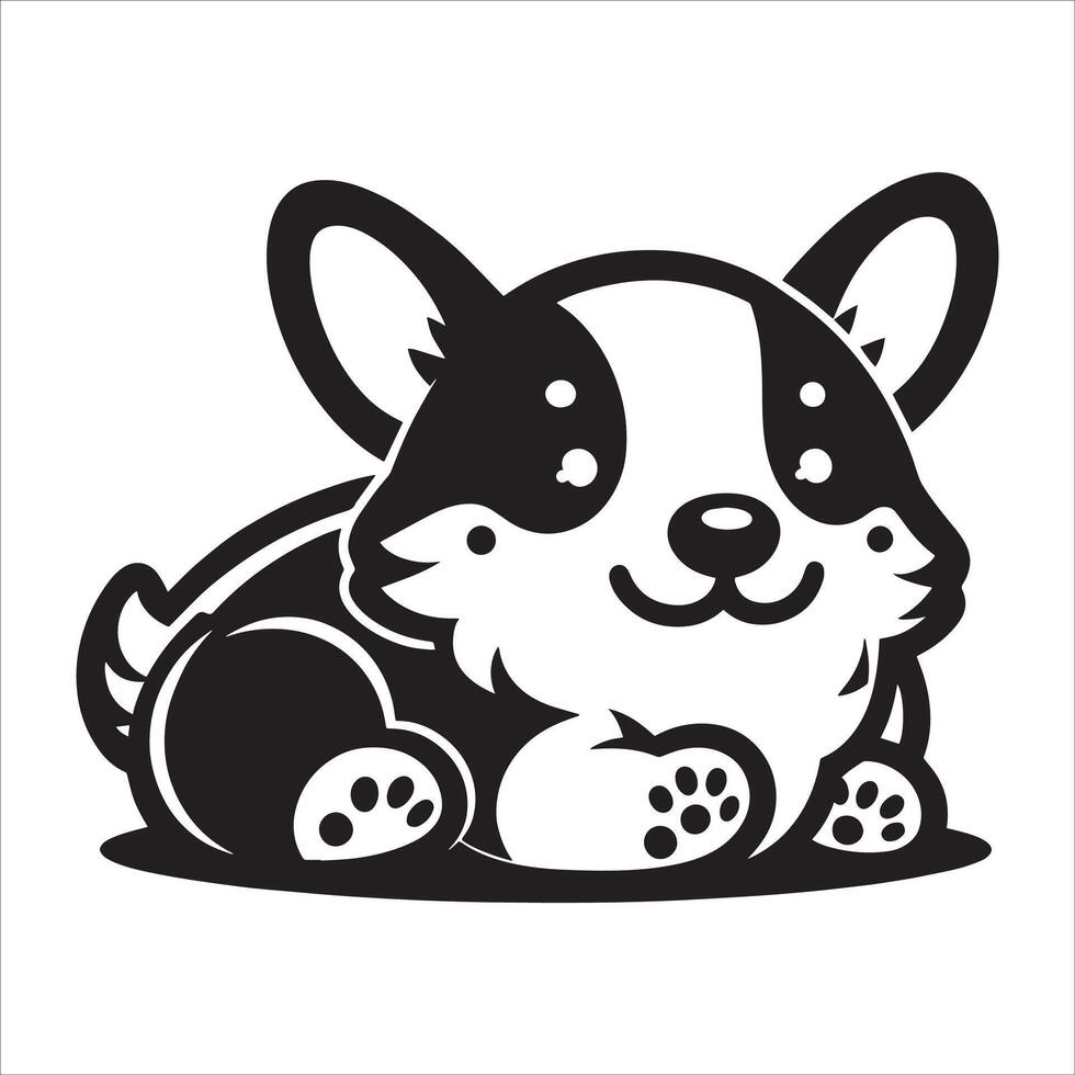 Photo and Art Print cute corgi puppies, baby dogs lying vector