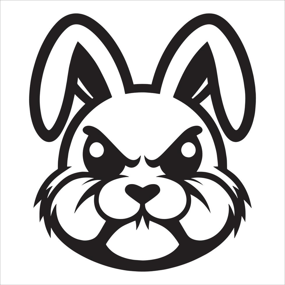 Angry face rabbit head cartoon vector