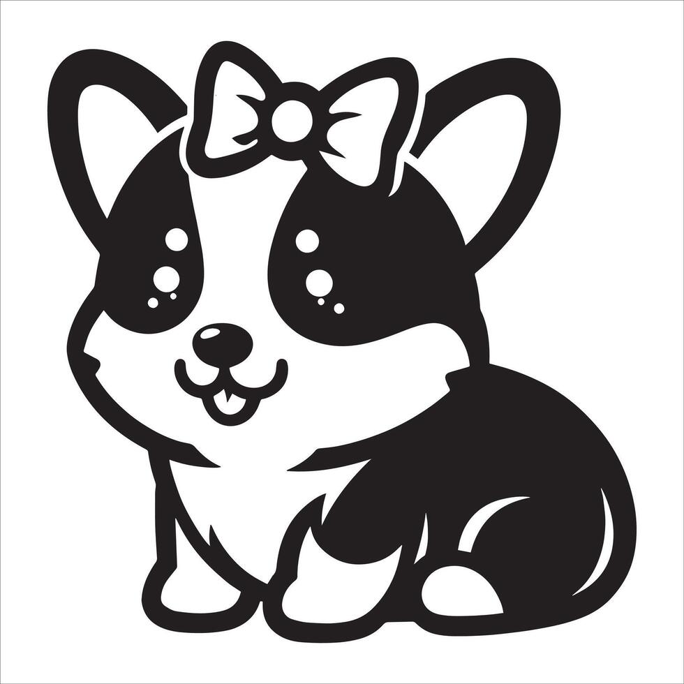 Corgi Black and White Isolated Icon illustration vector