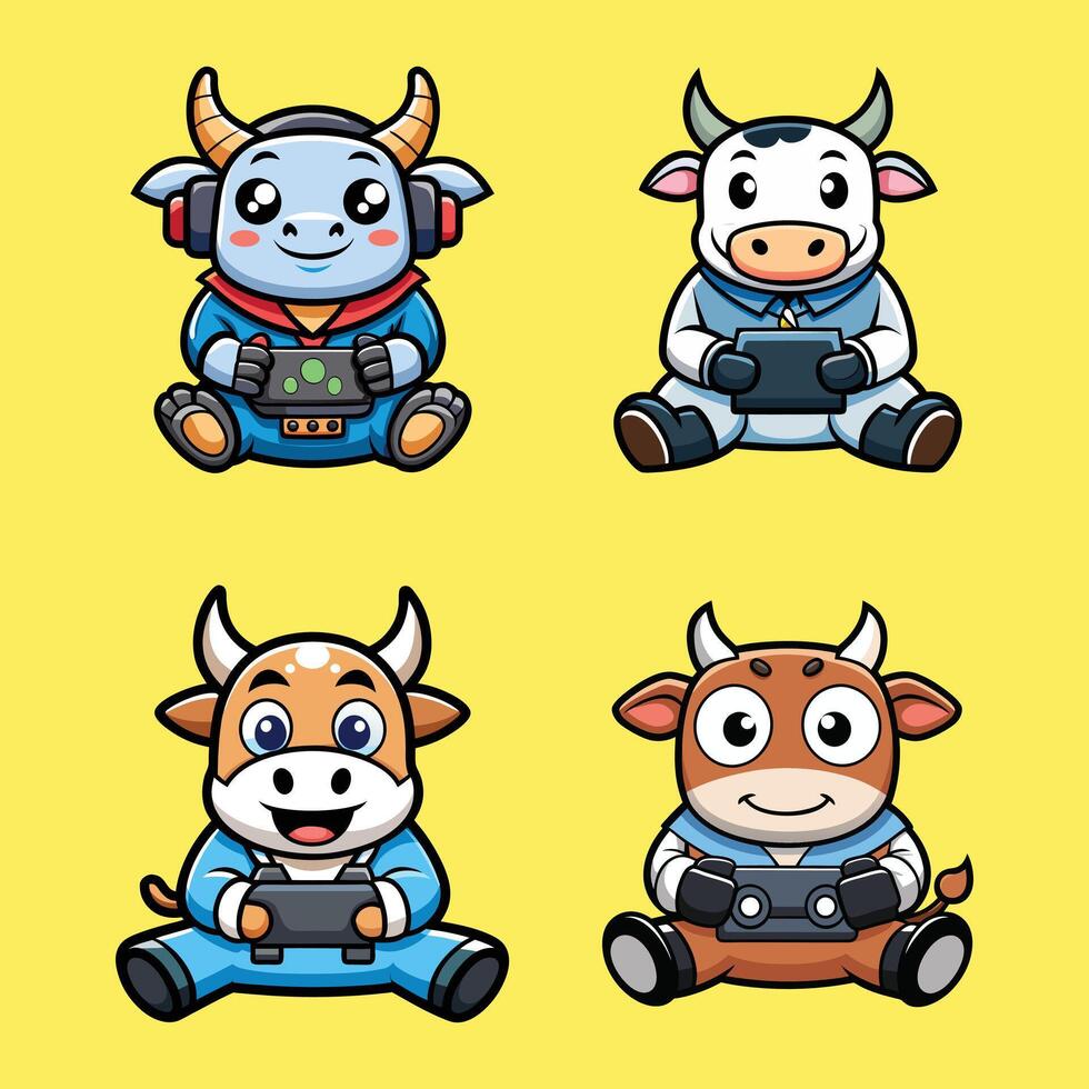 Cattle Gamer carton vector