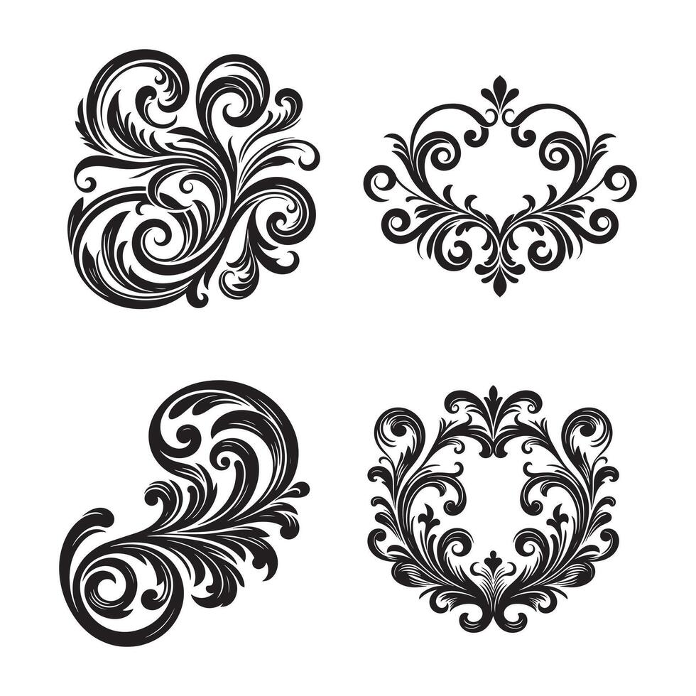 Black and White Floral Frame Stock Illustrations vector