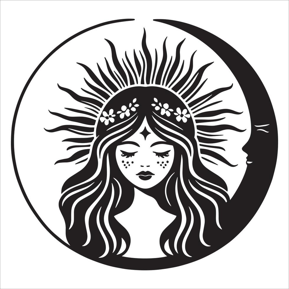Celestial, Black and White illustration vector