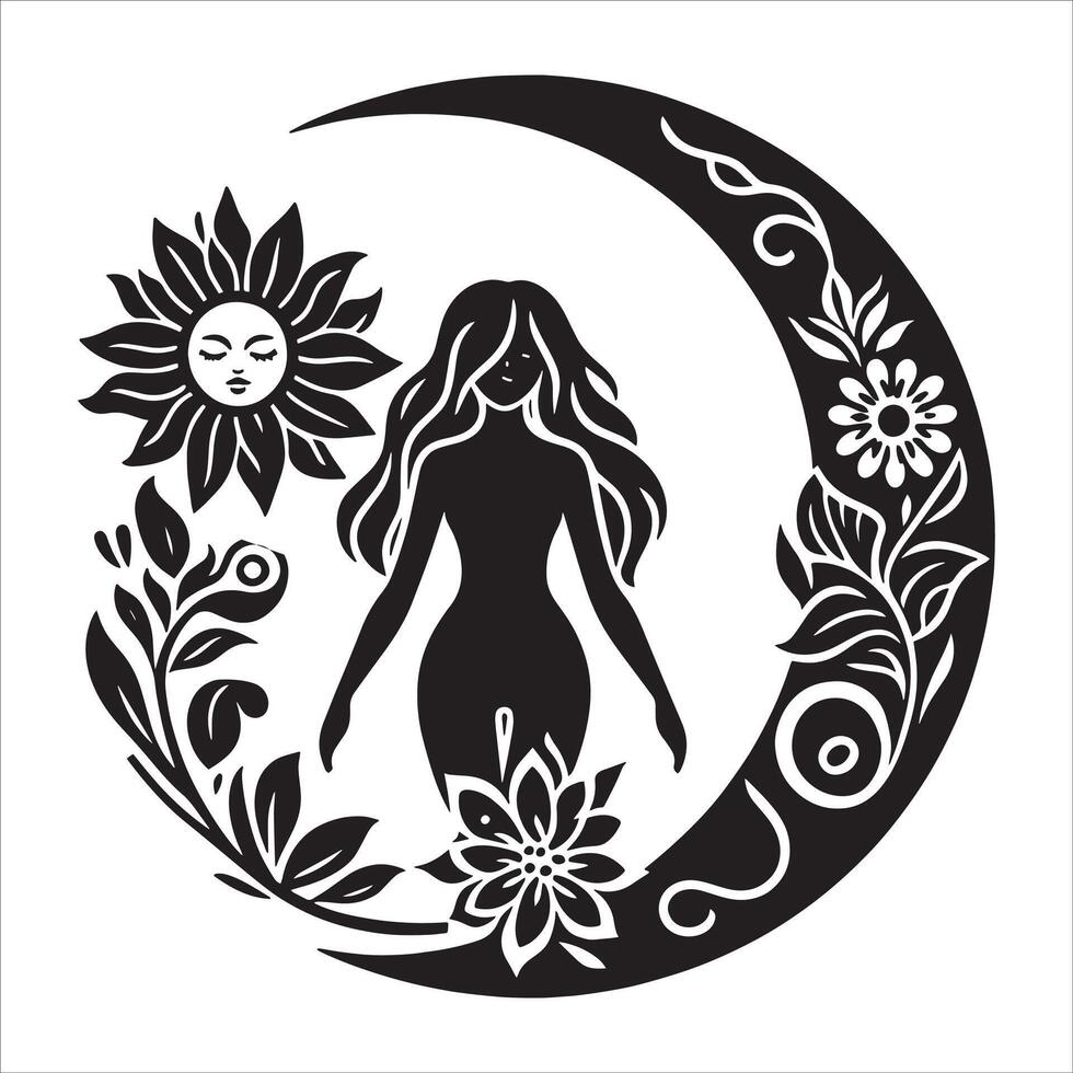 Gold gradient women and stars illustration vector
