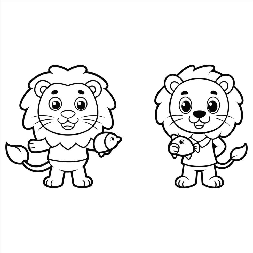 Lion holding Fishing Design vector