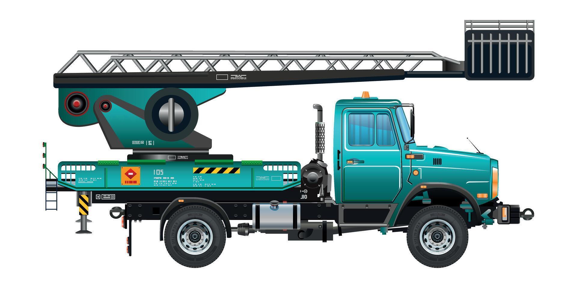 Sky lift elevator truck peron vehicle 3D illustrations vector