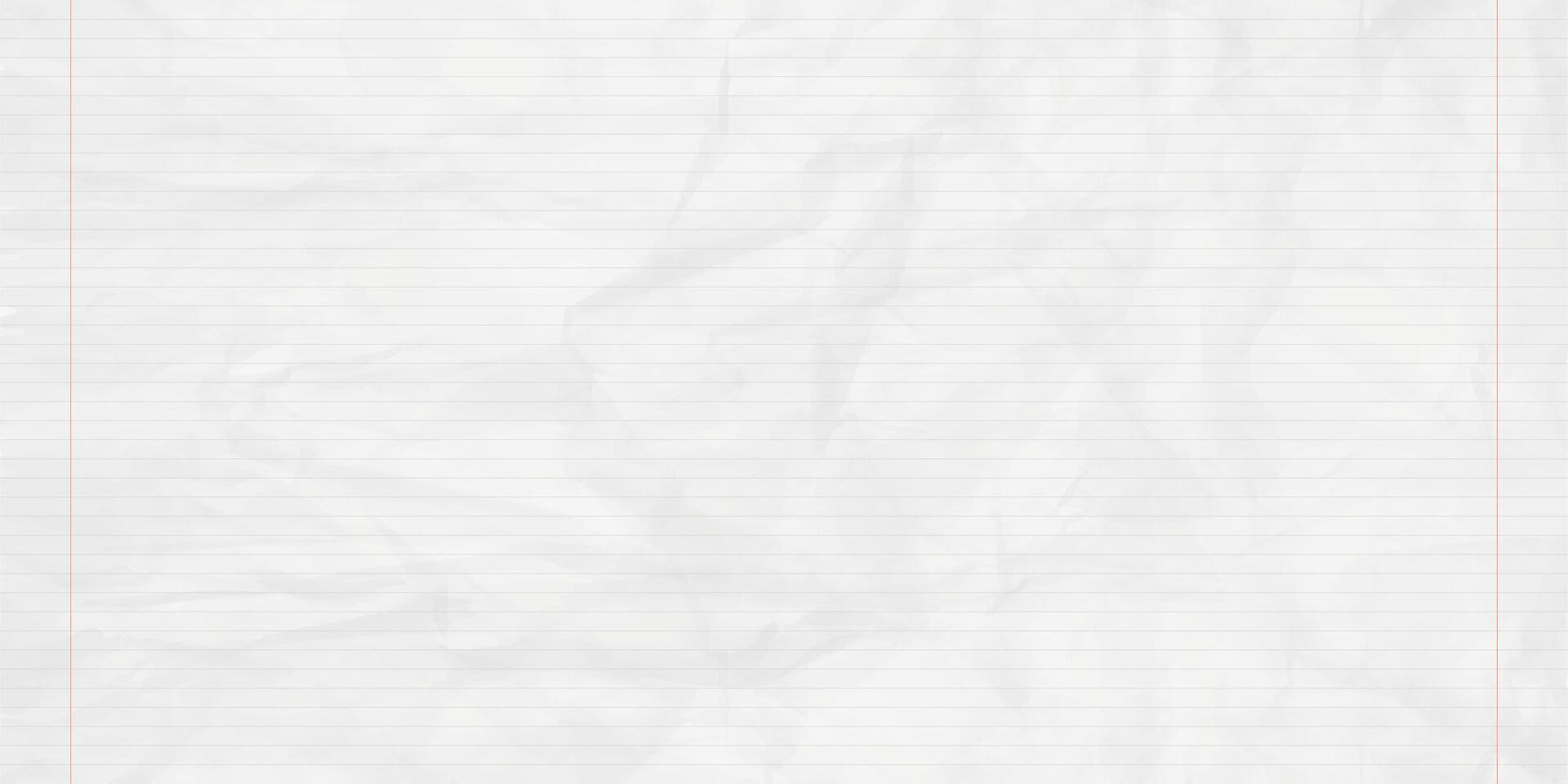 Crumpled school notebook paper sheet in a line for learning spelling, mock up with copy space. vector