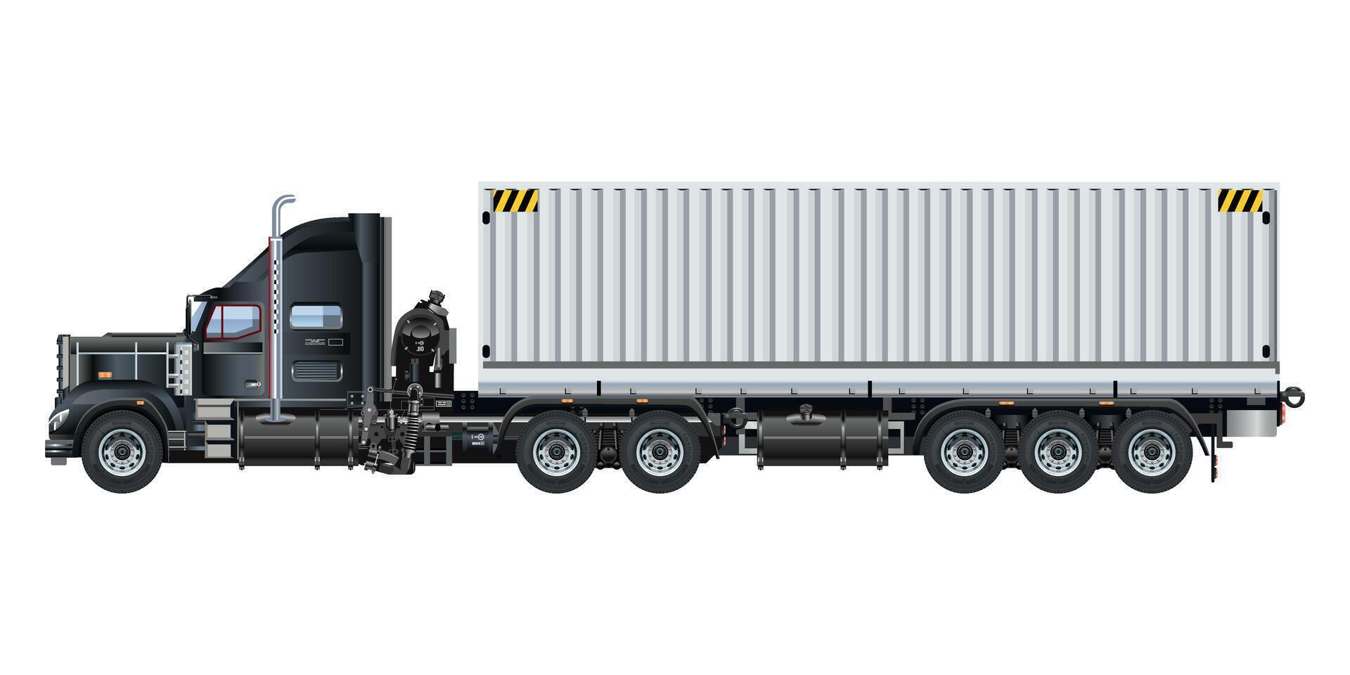 Semi trailer truck heavy cargo container logistic delivery service 3D illustration vector