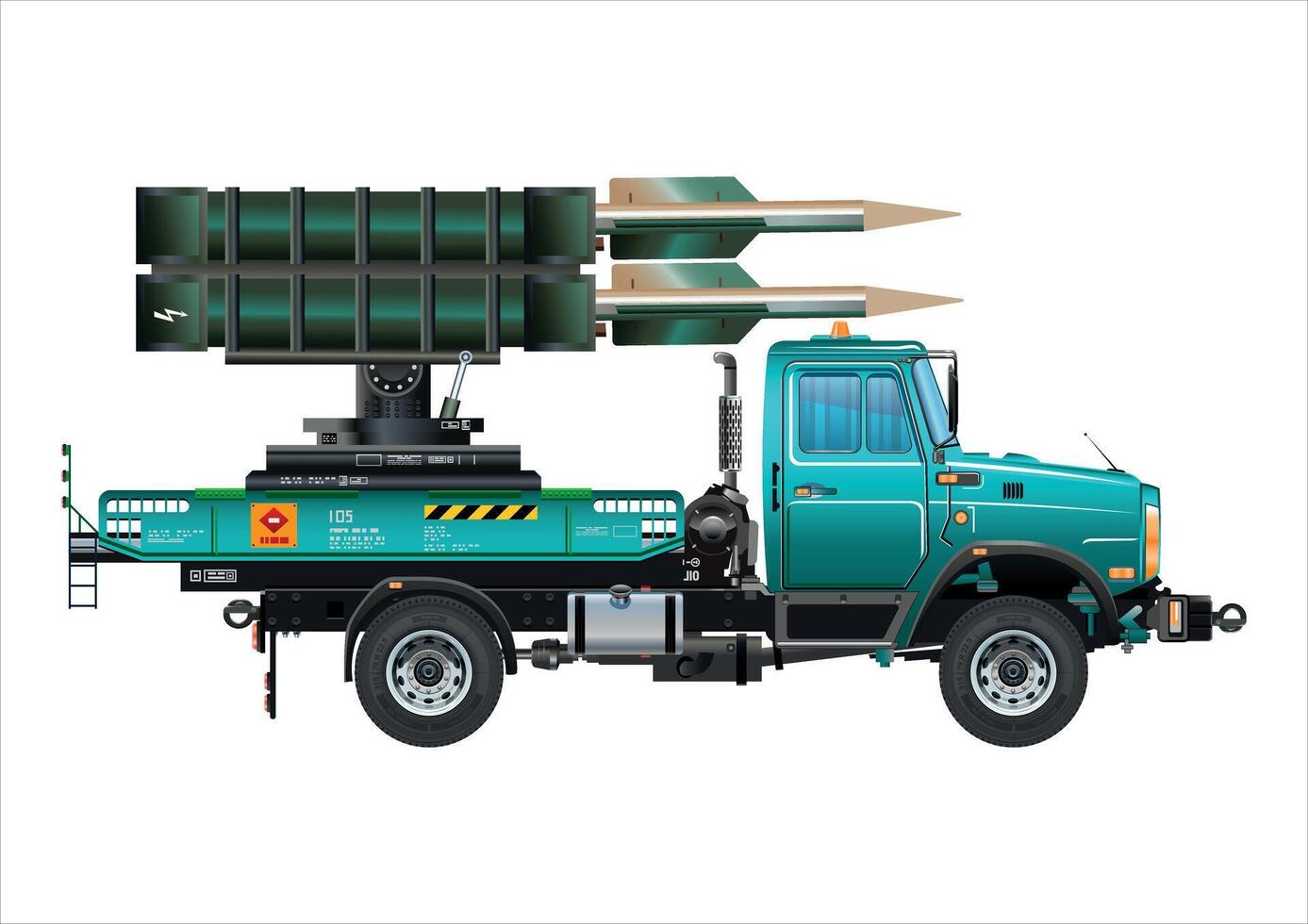 Missile vehicle military weapon rocket launcher truck illustrations vector