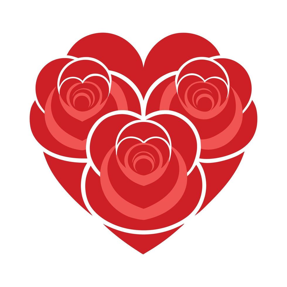 Heart of Roses Illustration Romantic Red Floral Design for Love and Celebration vector