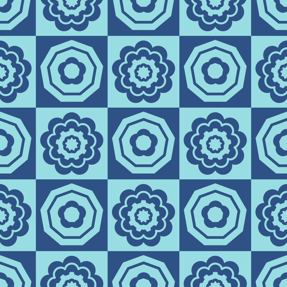 Seamless geometric pattern with shapes in flat technique vector