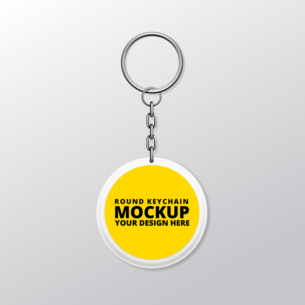 Round key chain mockup psd