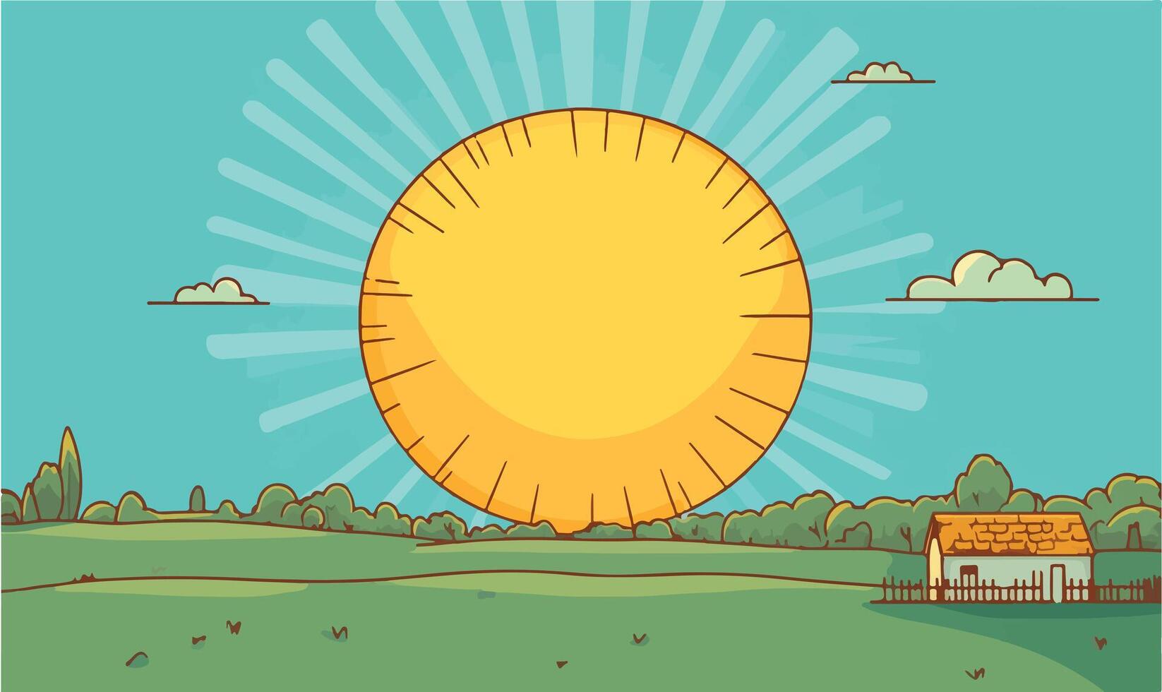 Golden Sun Rising Over Horizon vector