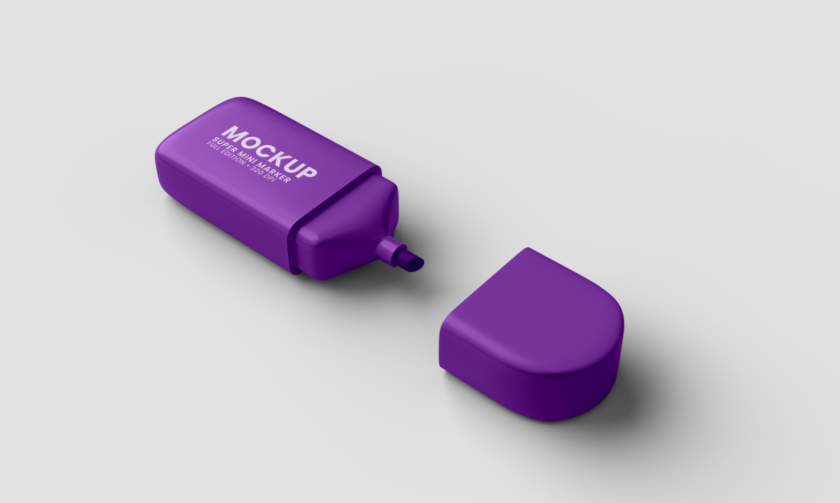 super mini color marker mockup, top right view psd