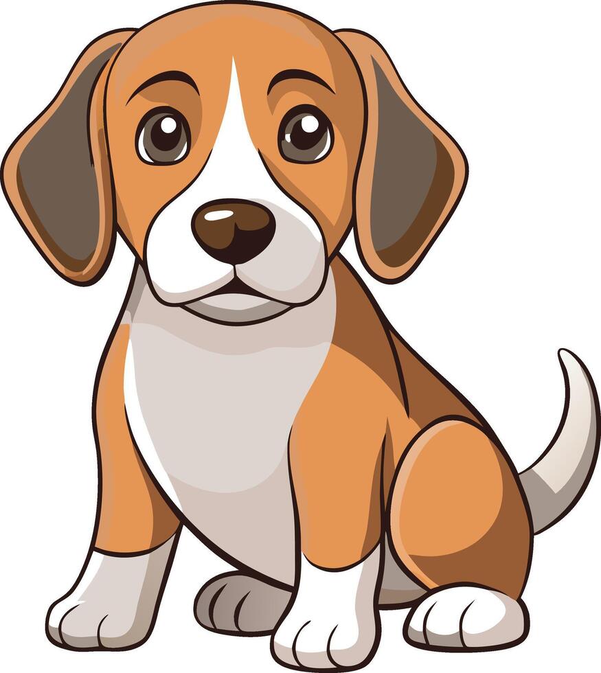 Cartoon Style Beagle Dog with Joyful Expression vector