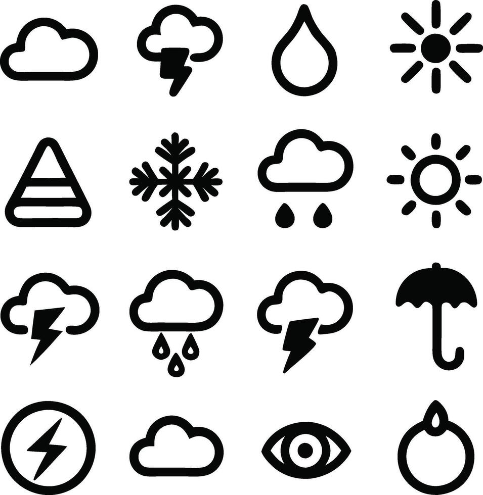 Linear Weather Symbols Set vector